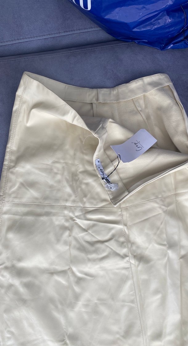 Drapeli Midi Beyaz Kadın Etek - Görsel 2