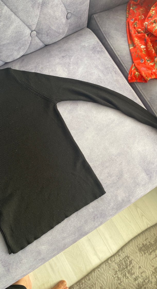 Siyah Kadın Boğazlı Triko Kazak - Görsel 2