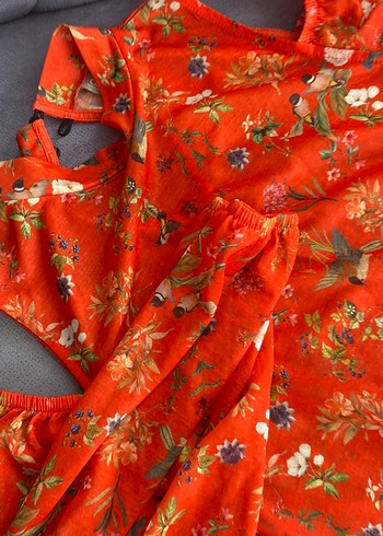 Bohem Uzun Kollu Kırmızı Desenli  Bluzu - Görsel 4