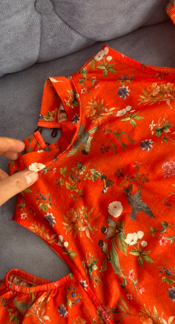 Bohem Uzun Kollu Kırmızı Desenli  Bluzu - Görsel 2