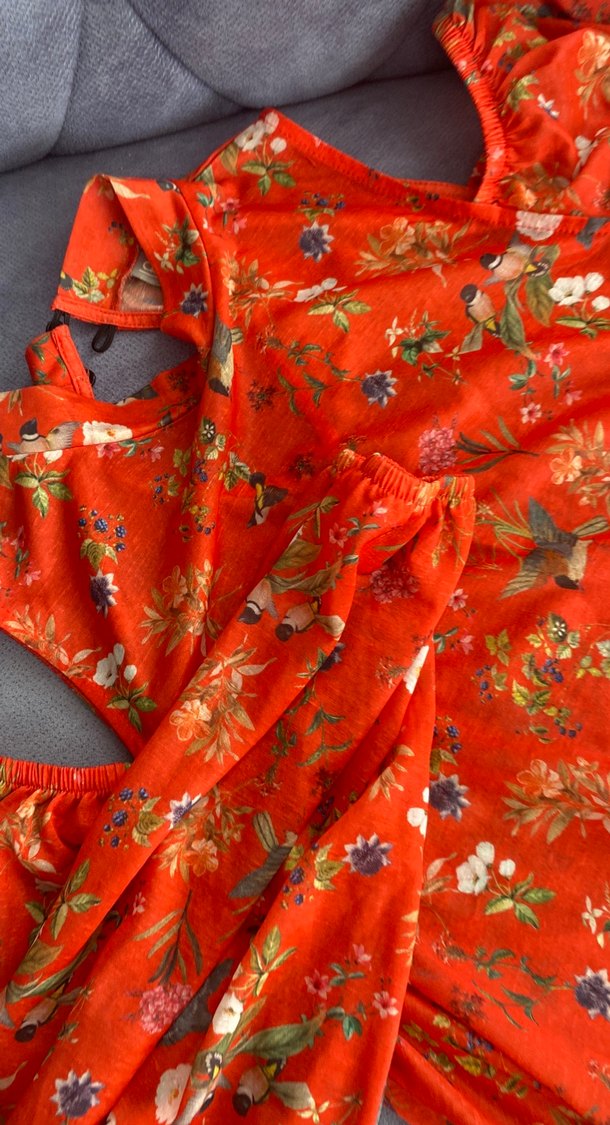 Bohem Uzun Kollu Kırmızı Desenli  Bluzu - Görsel 4