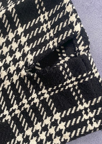 Düğmeli Ekose Mini Etek - Görsel 2