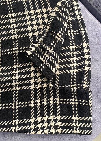 Düğmeli Ekose Mini Etek - Görsel 6