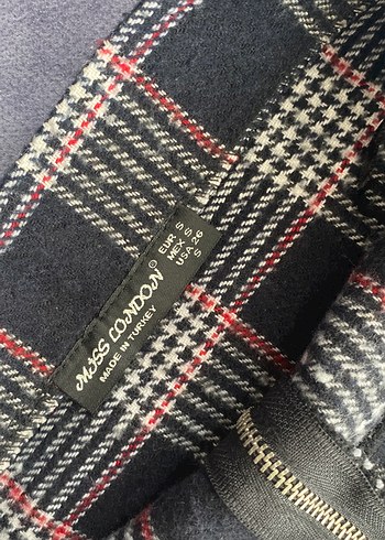 Ekose Desenli Gri Midi Mini Etek - Görsel 3