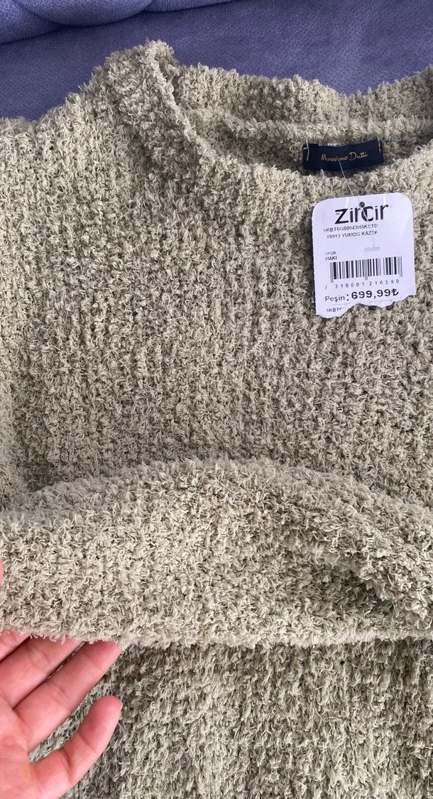 Gri Örgü Kadın Yün Kazak - Görsel 4