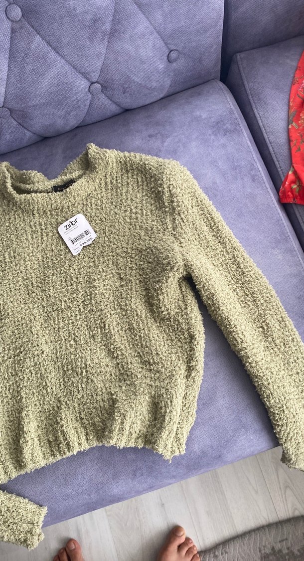 Gri Örgü Kadın Yün Kazak - Görsel 2