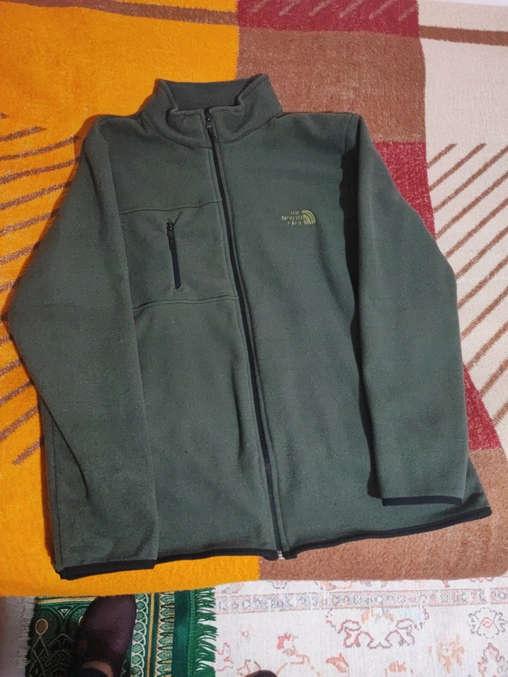 Erkek Gri ve haki yeşili Fermuarlı Boğazlı Polar - Görsel 3