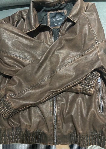 Kahverengi Deri Ceket - Görsel 5