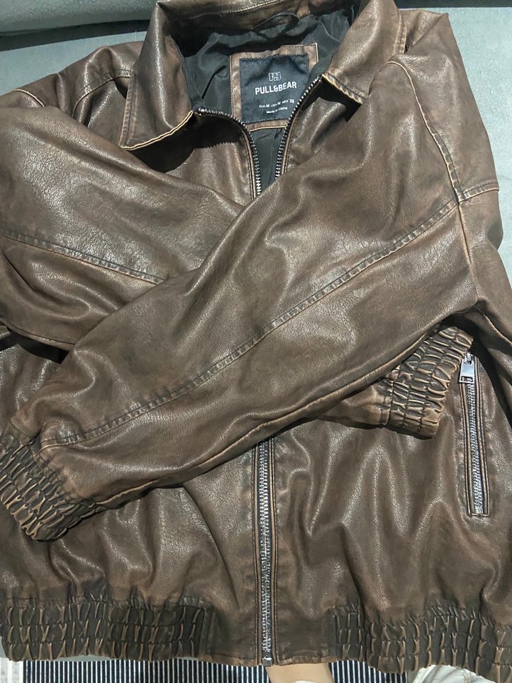 Kahverengi Deri Ceket - Görsel 5