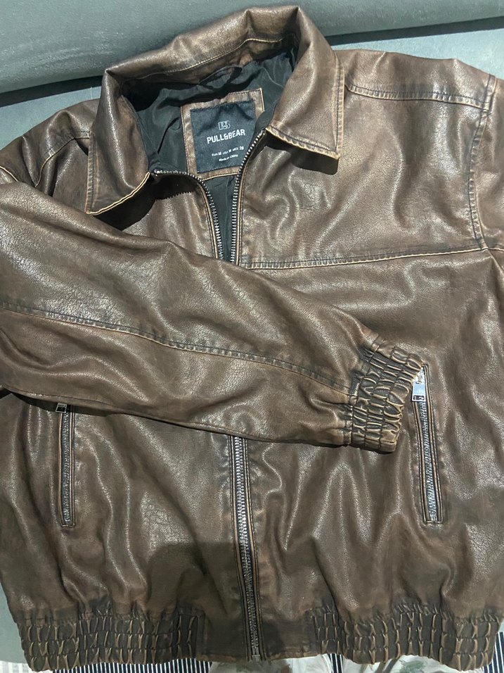 Kahverengi Deri Ceket - Görsel 4