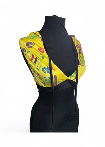 Renkli Sarı Drapeli Kadın Wrap - Görsel 3