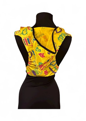 Renkli Sarı Drapeli Kadın Wrap - Görsel 5