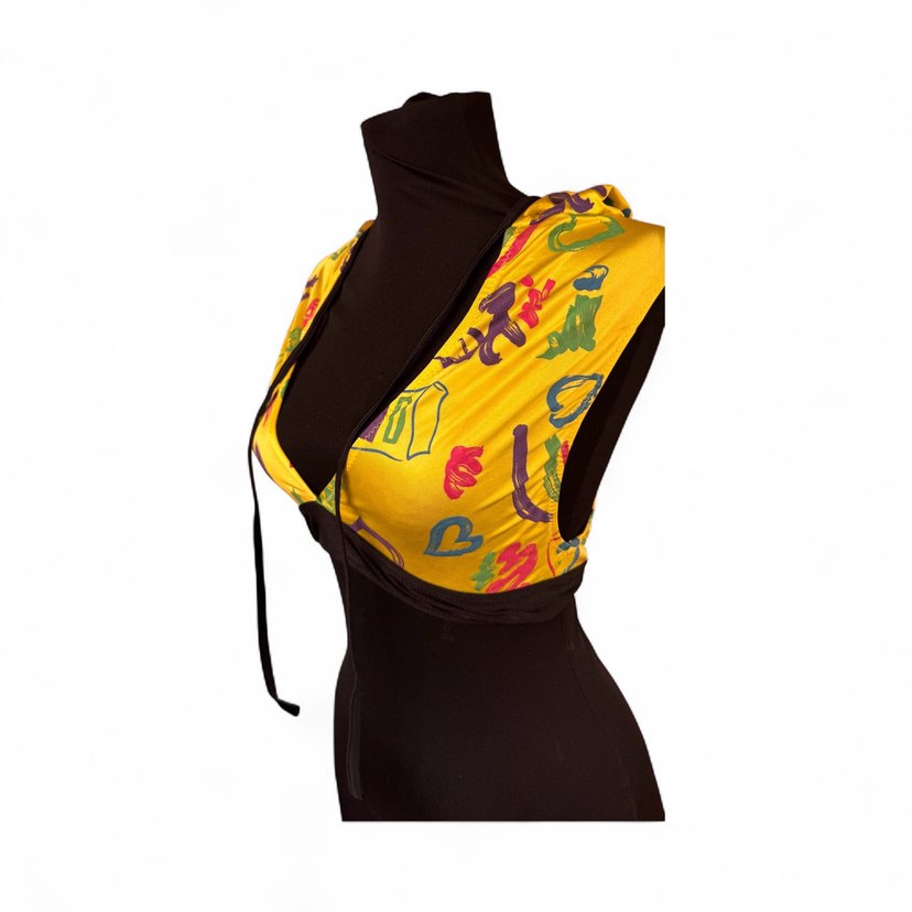 Renkli Sarı Drapeli Kadın Wrap - Görsel 4