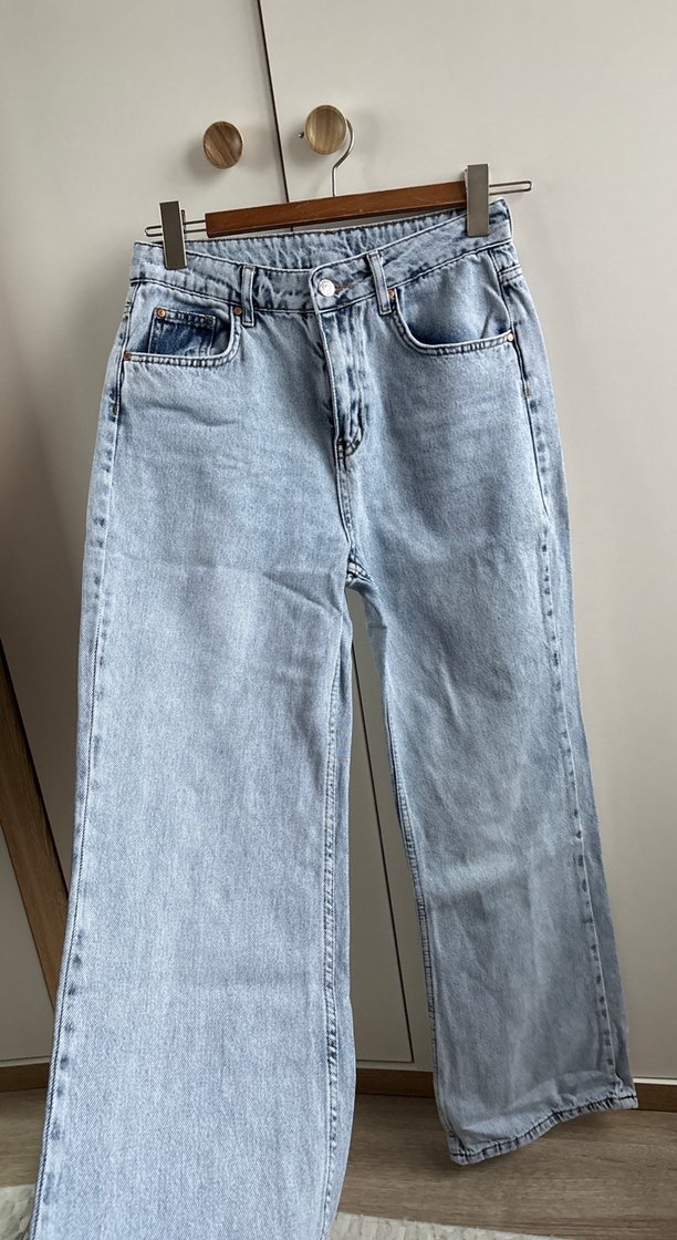 Mavi Pastel Renk Rahat Kesim Kadın Kot Pantolon - Görsel 4