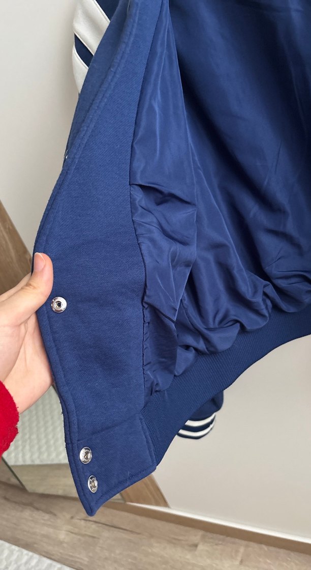 Mavi Baskılı Kadın Bomber Ceket - Görsel 4