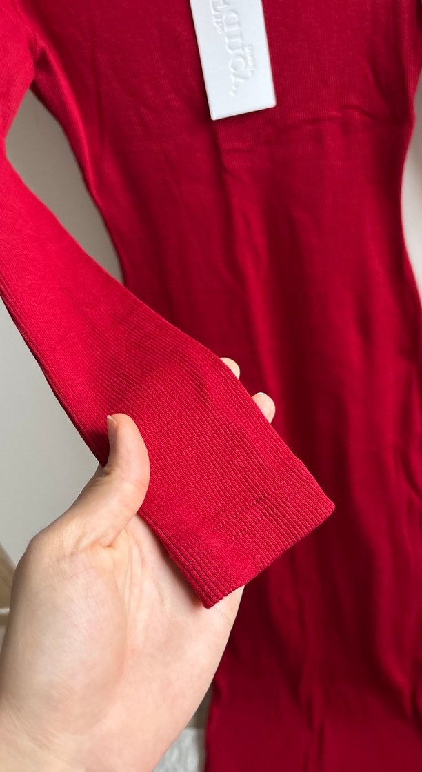 Bordo Kadın Uzun Kollu  Elbise - Görsel 3