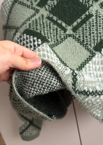 Bohem Tarz Ekose Örgü Kadın Kazak - Görsel 4