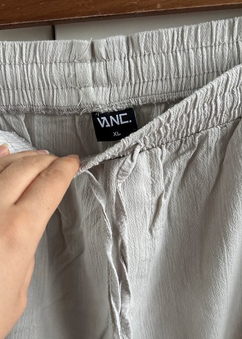 Beyaz Keten Rahat Kesim Pantolon - Görsel 3