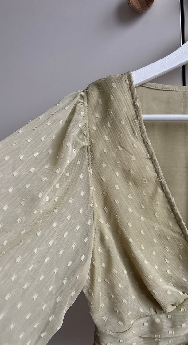 Bej V Yakalı Bohem Kadın Bluz - Görsel 5