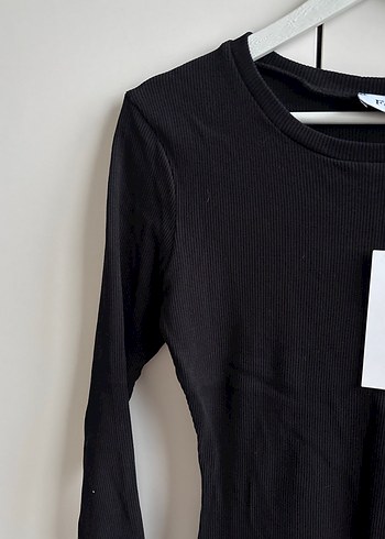 Siyah Uzun Kollu Dar Kesim Uzun Elbise - Görsel 2