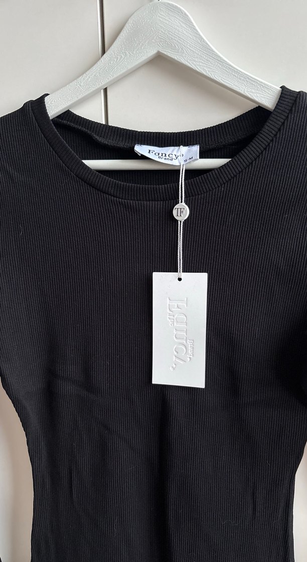 Siyah Uzun Kollu Dar Kesim Uzun Elbise - Görsel 3