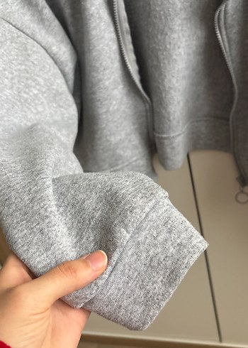 Gri Fermuarlı Rahat Kadın Sweatshirt - Görsel 2