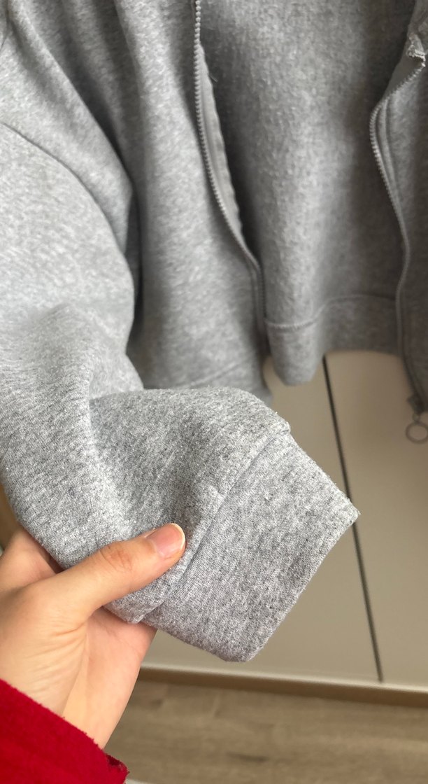 Gri Fermuarlı Rahat Kadın Sweatshirt - Görsel 2