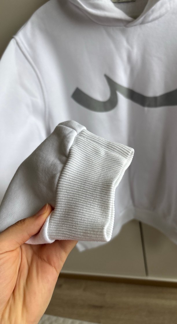 Kadın Beyaz Kapüşonlu Sweatshirt - Görsel 3