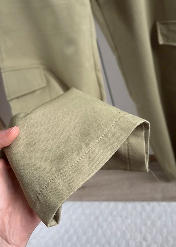 Kadın Haki Rahat Kesim Midi Kumaş Pantolon - Görsel 4