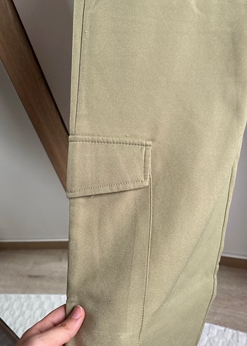 Kadın Haki Rahat Kesim Midi Kumaş Pantolon - Görsel 2