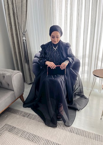 Nakışlı Siyah Uzun Kollu Abiye - Görsel 3