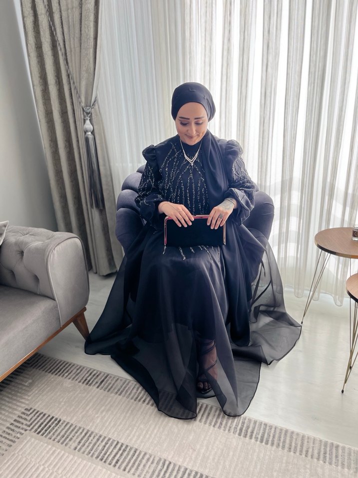 Nakışlı Siyah Uzun Kollu Abiye - Görsel 3