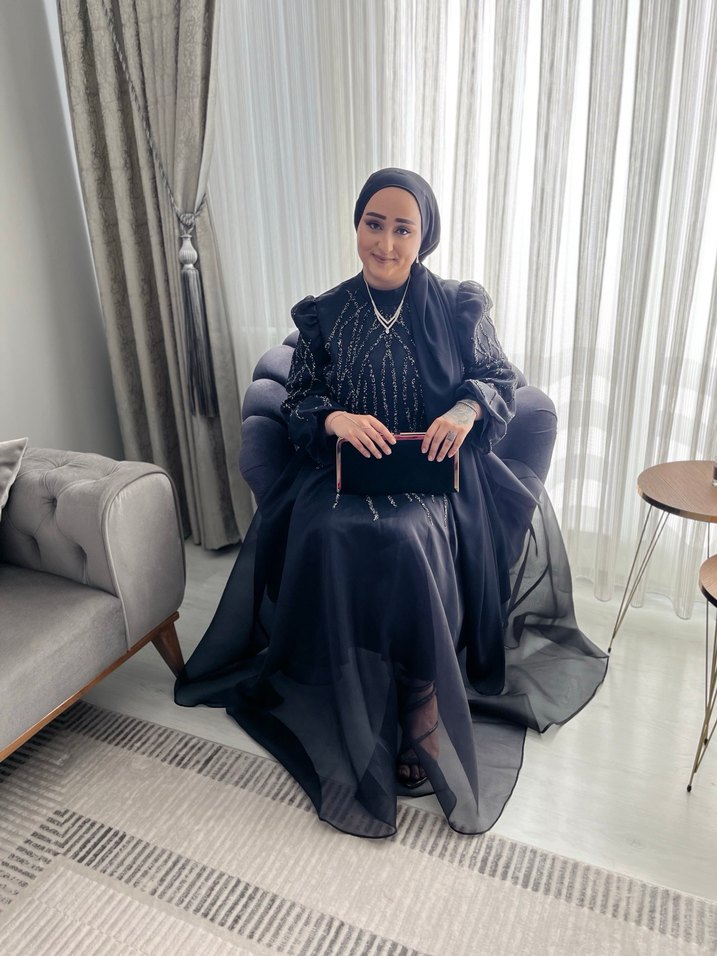 Nakışlı Siyah Uzun Kollu Abiye - Görsel 5