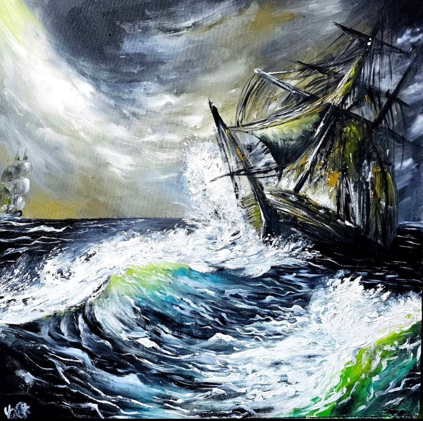 60 cm Yağlı Boya Deniz Manzarası - Görsel 2