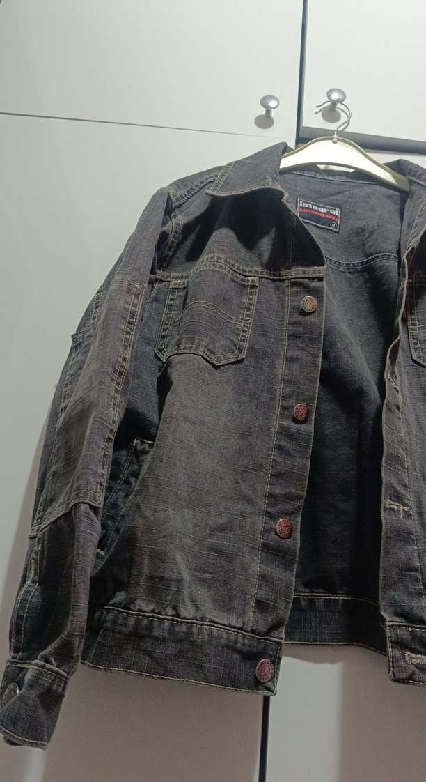 Düğmeli Gri Kadın kot Ceket - Görsel 2