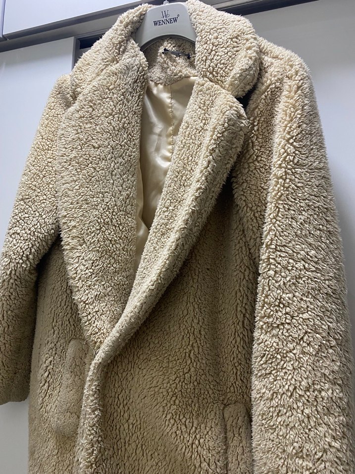 Bej Uzun Yumuşak Kadın Kaban - Görsel 2