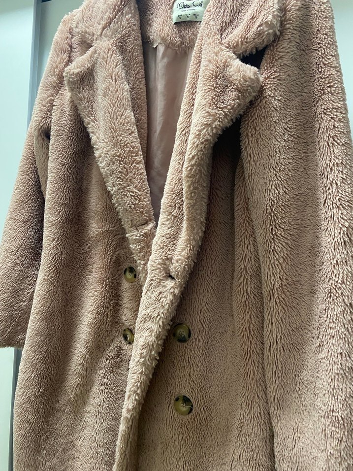 Bej Peluş Kadın Uzun Kaban - Görsel 2