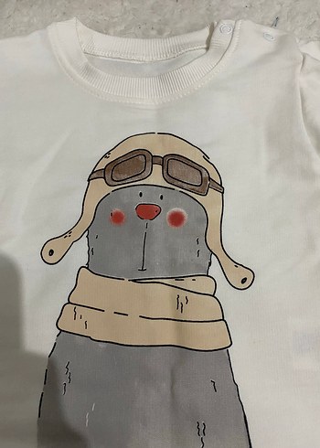 9 Ay Beden kahverengi Renk Kahverengi Bebek Erkek Uzun Kollu Sweatshirt ve Pantolon Takımı