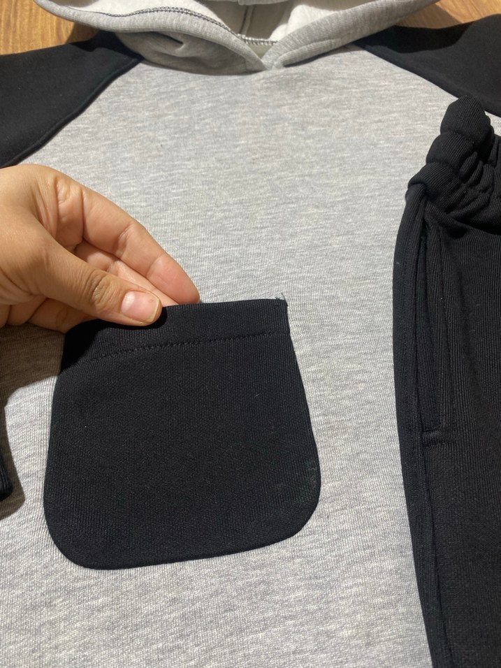 Gri Siyah Kapüşonlu Erkek Çocuk Eşofman Takımı - Görsel 4