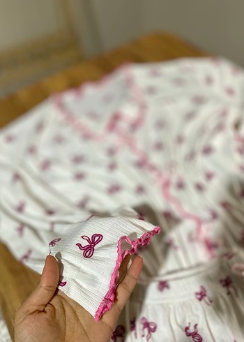 Nakışlı Beyaz Mini Kadın Pijama Takımı - Görsel 4