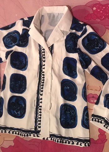 Mavi Bağlama Desenli Ikılı takım - Görsel 2