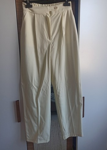 açık bej palazzo boru paça kumaş pantolon