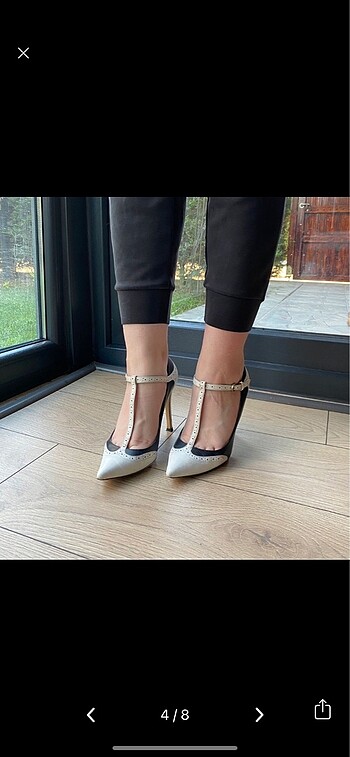 39 Beden siyah Renk İnci deri stiletto