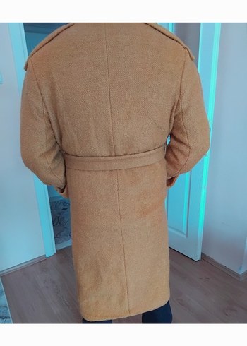 Bej Midi Kemerli Kadın Kaban - Görsel 2