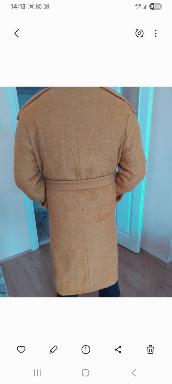 Bej Midi Kemerli Kadın Kaban - Görsel 2