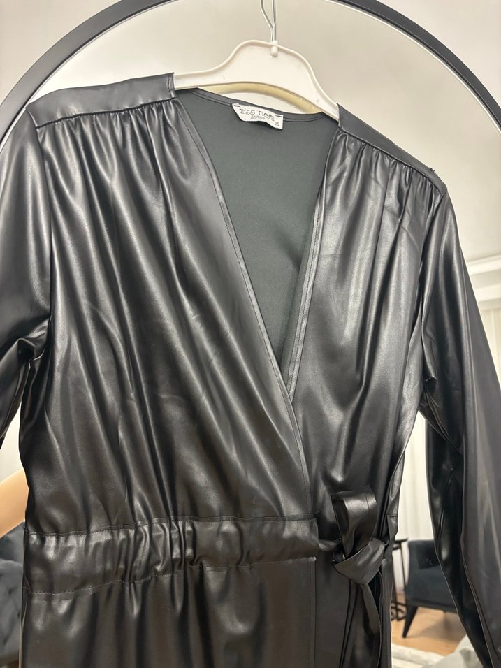 Uzun deri ceket - Görsel 2