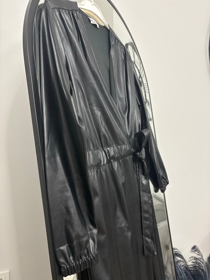 Uzun deri ceket - Görsel 3