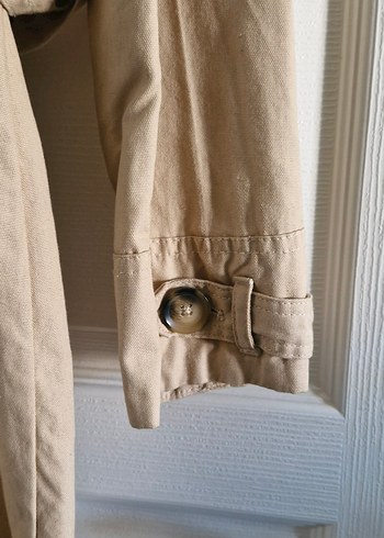 Bej Düğmeli Kadın Trençkot - Görsel 7