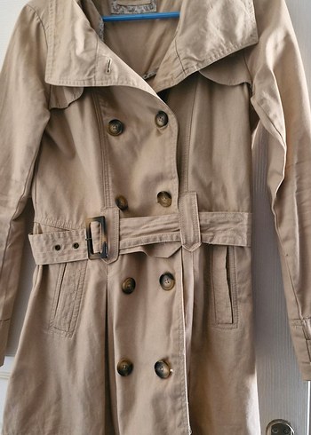 Bej Düğmeli Kadın Trençkot - Görsel 3