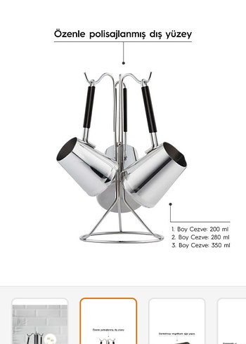 18/10 Paslanmaz Çelik Kahve Fincanı Seti - Görsel 2